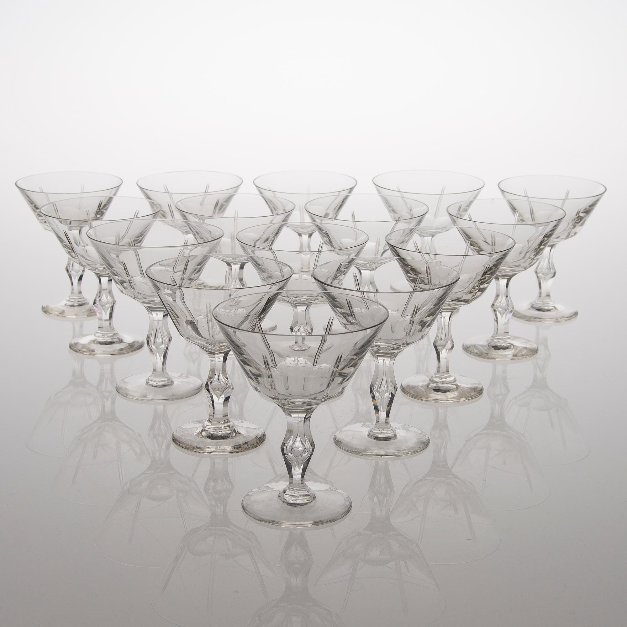 A 72-piece set of footed glassware from the first half of the 20th Century.