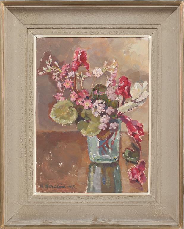 GRETA SCHALIN, olja på pannå, signerad och daterad -47.