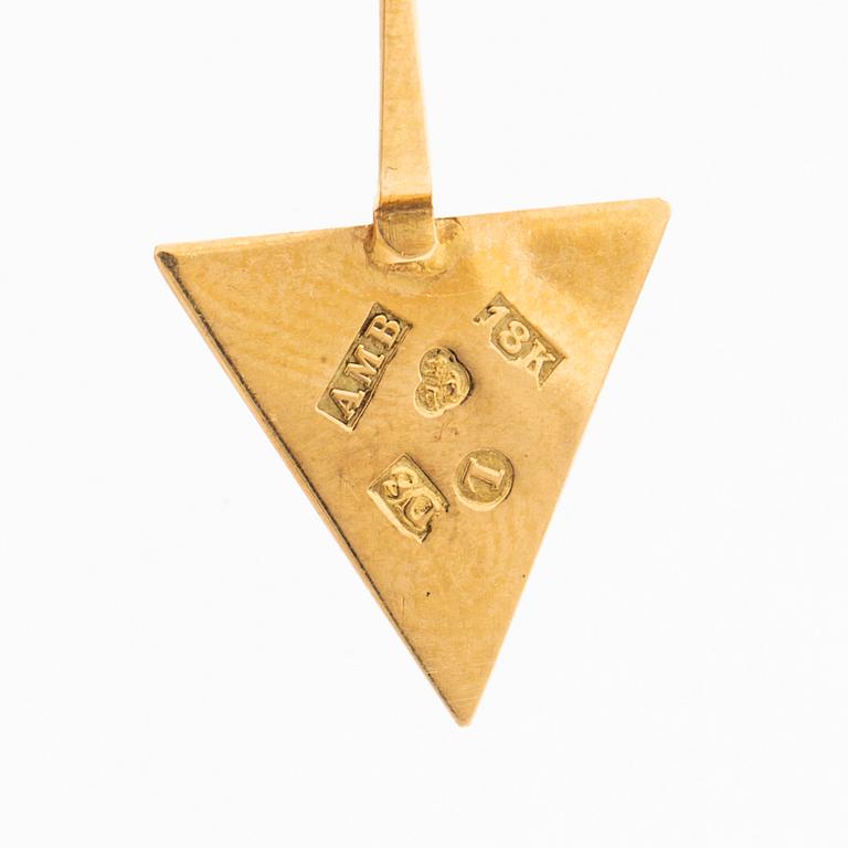 FREEMASON CUFFLINKS and spade 18K gold and enamel, G Dahlgren & Co Malmö 1930-31, 6,6 g.