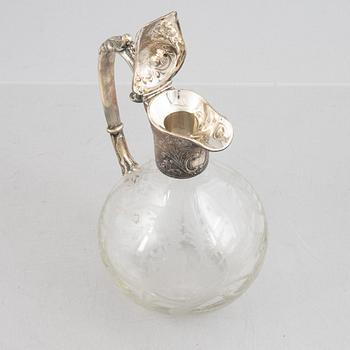 A wine decater, glass and silver, Germany, early 20th century.