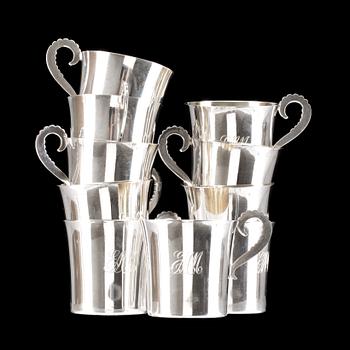 PUNSCHMUGGAR, silver, 10 st. GAB, Stockholm 1947. Vikt ca 300 gr.