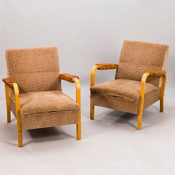 ALVAR AALTO, a pair 1950's armchairs, modell 48 O.Y. Huonekalu- ja Rakennustyötehdas A.B.