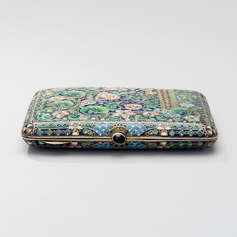 A CIGAR CASE, silver and enamel , Moscow 1908-1917, Varvara Baladanova.