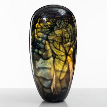 Eva Englund, a graal glass vase, Orrefors 1989.