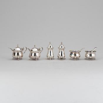 BORDSUPPSÄTTNING, 6 delar, nysilver, Mappin & Webb, England, 1900-talets mitt.