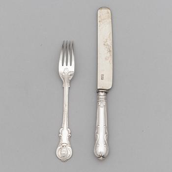 A 24-piece set of Grachev silver cutlery, Saint Petersburg 1889 and 1895.