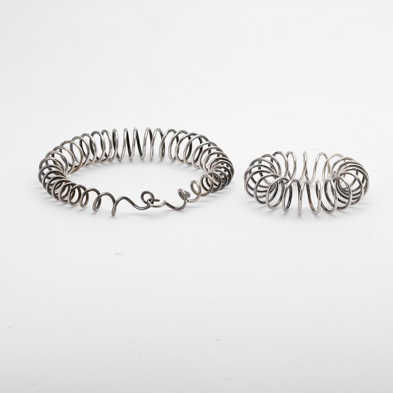 Necklace and Bracelet, Sterling Silver.