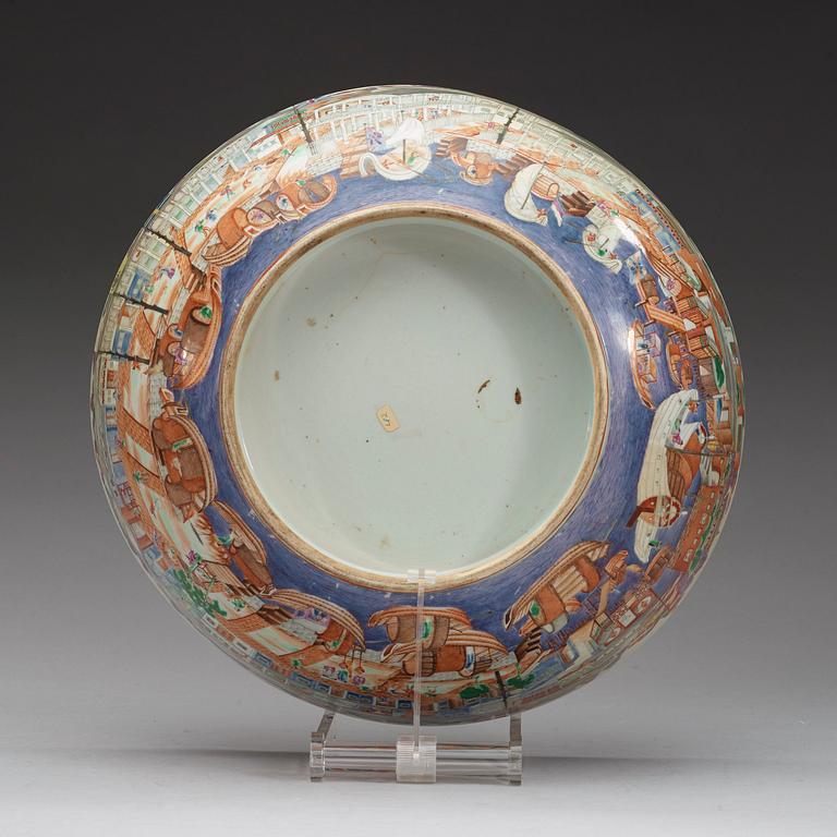 A massive Chinese Export 'Hong' punch bowl, Qing dynasty, Qianlong (1736-95).