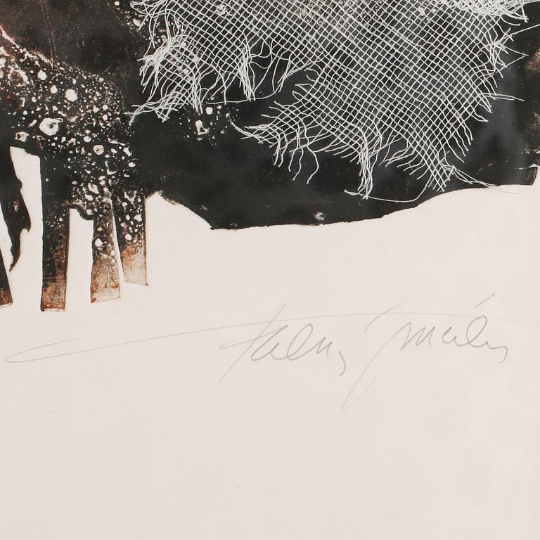 FRANCIS MÉAN, färgetsning/blandteknik, signerad och daterad 14/50.