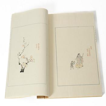 十竹齋書畫譜 四開 木版畫 A complete collection of Ten-Bamboo Studio decorative letter papers, Rongbaozhai in Beijing in 1952.