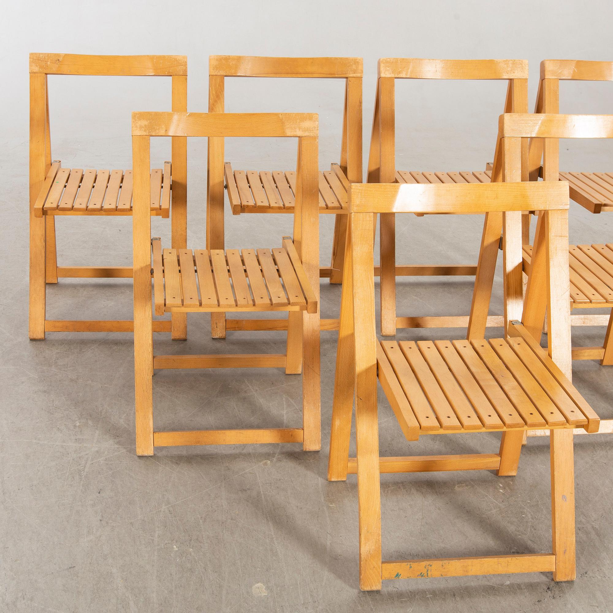 Aldo Jacober, 7 folding chairs for Bazzani, Italy 1970s.