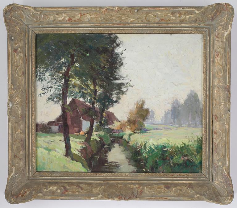 OKÄND KONSTNÄR, olja på duk, otydligt signerad.