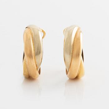 Earrings, one pair, and ring, 18K gold.