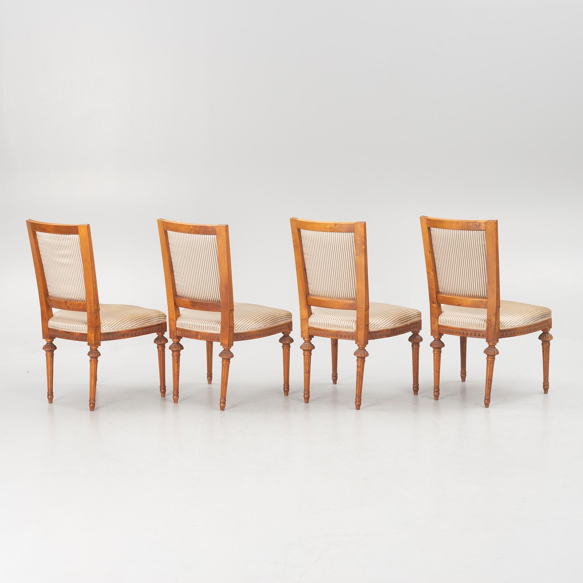 Four Gustavian style chairs, second part of the 20th century.