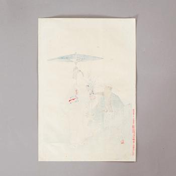 TAI MASANOSUKE DIT OGATA GEKKO, wood block print, stamp signature.