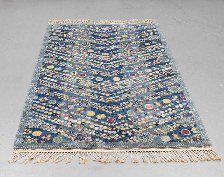 Barbro Nilsson, a carpet, "Violetta blå", knotted pile, ca 243,5 x 142 cm, signed AB MMF BN.