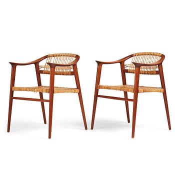 403. Rolf Rastad, & Adolf Relling, a pair of teak and rattan "Bambi" easy chairs by Rastad & Relling, Norway 1950-60's.