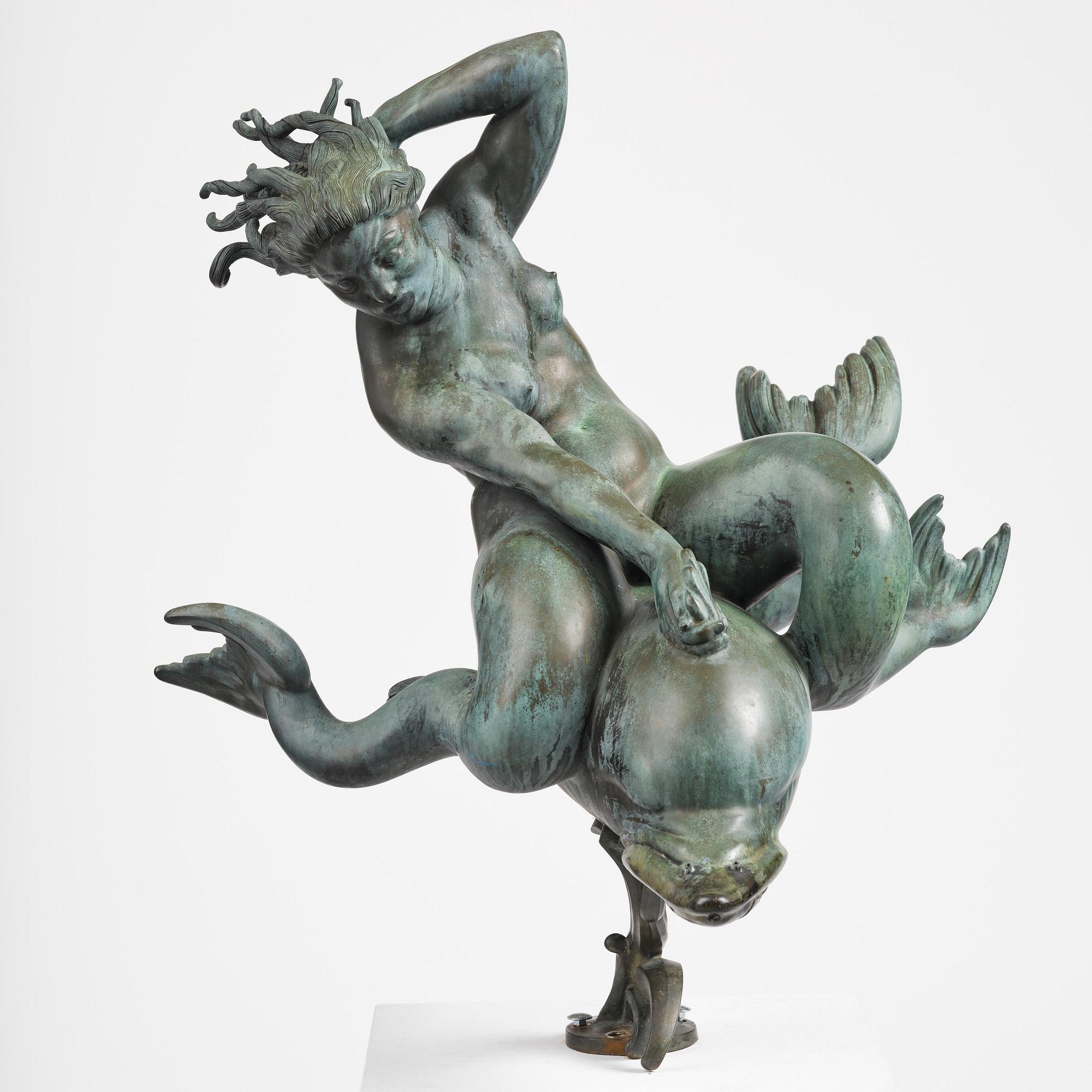 Carl Milles, "Solglitter" / "Najad på delfin" (Sunglitter / Naiad and dolphin).