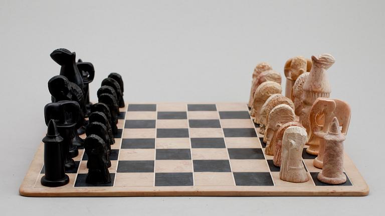 SCHACKSPEL, sten, afrikanskt, 1970-tal.