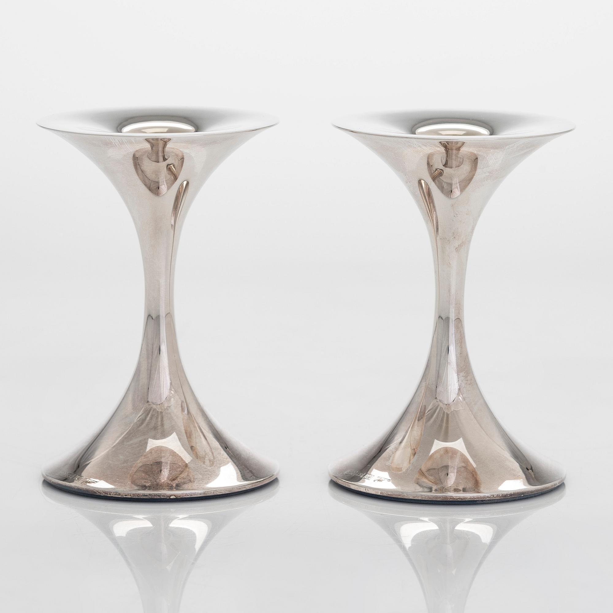Tapio Wirkkala, a pair of 'Trumpet' silver candlesticks, Kultakeskus, Hämeenlinna 2011.