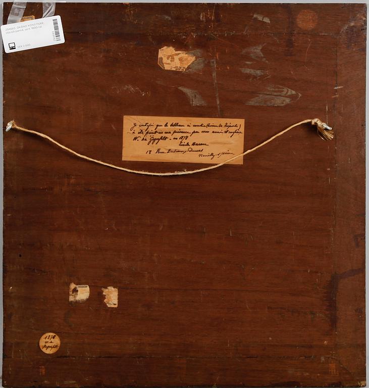 OKÄND KONSTNÄR, olja på pannå, sent 1800-tal.