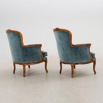 Fåtöljer ett par Louis XV-stil 1900-talets mitt.