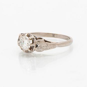 Ring, solitaire, 18K vitguld, 1 briljantslipad diamant ca 0,50 ct, Inclusions, storlek ca 16,25/51.