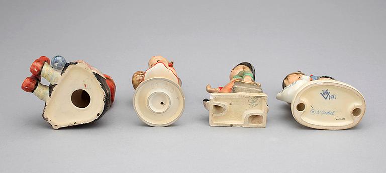 FIGURINER, 4 st, porslin, Goebel, Tyskland, troligen 1930-50-tal.