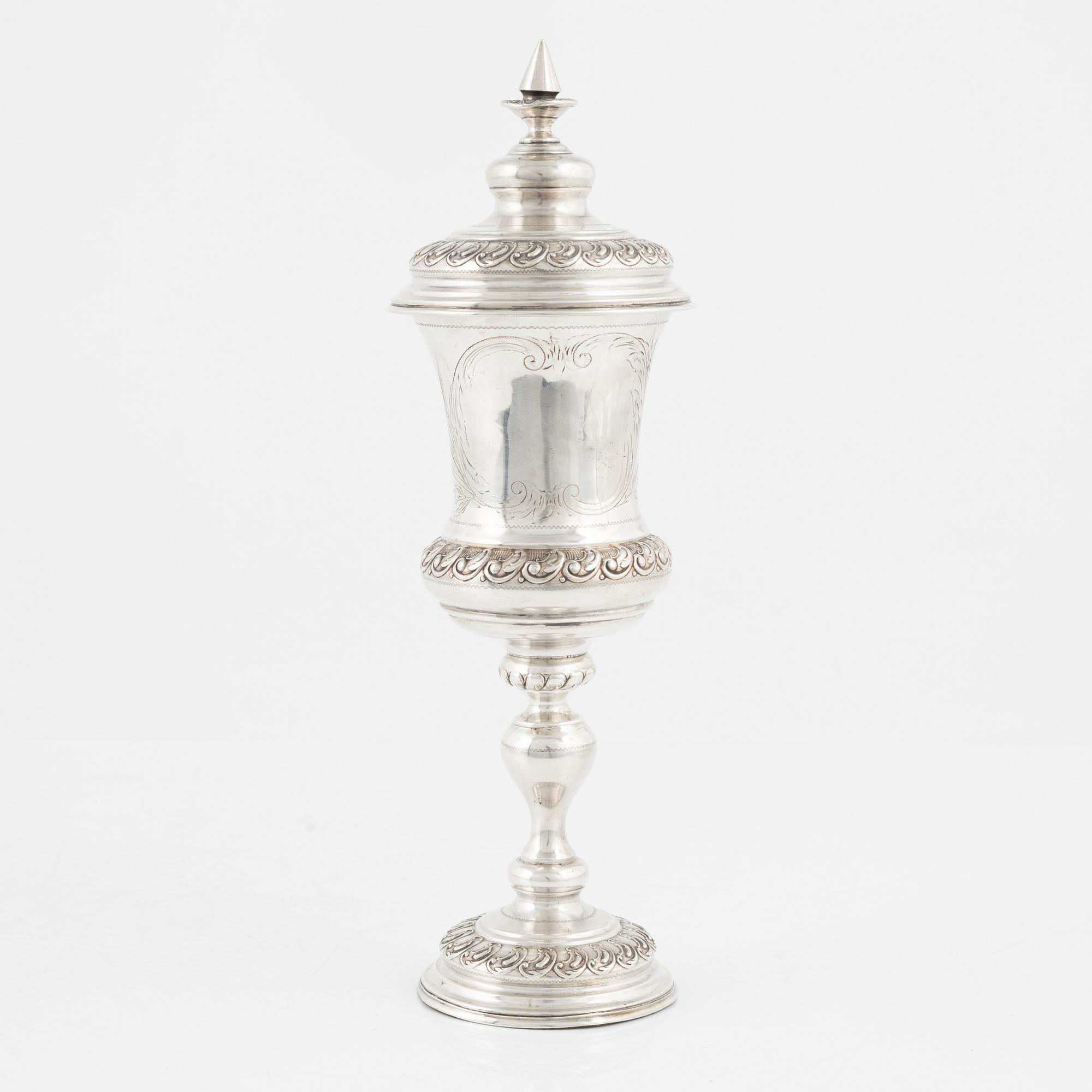 CG Hallberg, lockpokal, silver, Stockholm 1899.