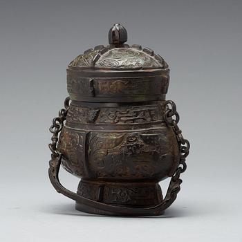 An archaistic bronze vessel of You shape, Ming dynasty or older.