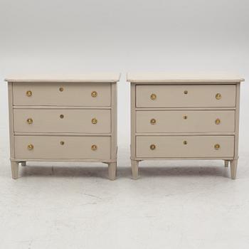 A pair of Gustavian style chest of drawers, mid 20th Century.