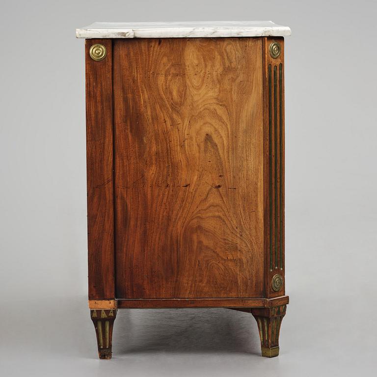 A late Gustavian mahogany commode, Stockholm, late 18th century.