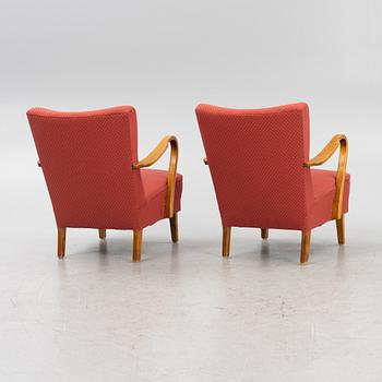 A pair of Swedish Modern armchairs, 1940's.