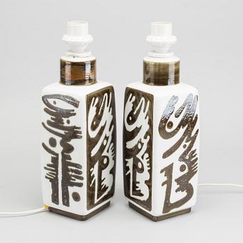 BORDSLAMPOR, ett par, porslin, Carl-Harry Stålhane, Rörstrand.