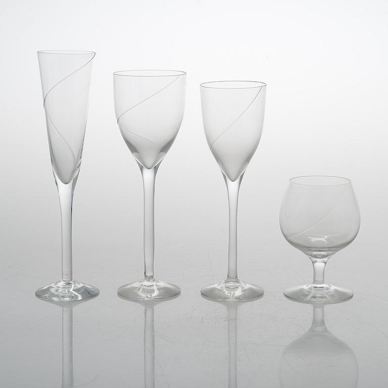 ANNA EHRNER, A 46-pieces Swedish 'Line' glass service by Kosta Boda, late 20th century.