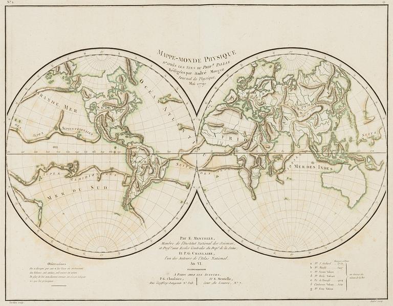 A hand coloured map, P.G. Chanlaire & E. Mentelle, France, 1779.