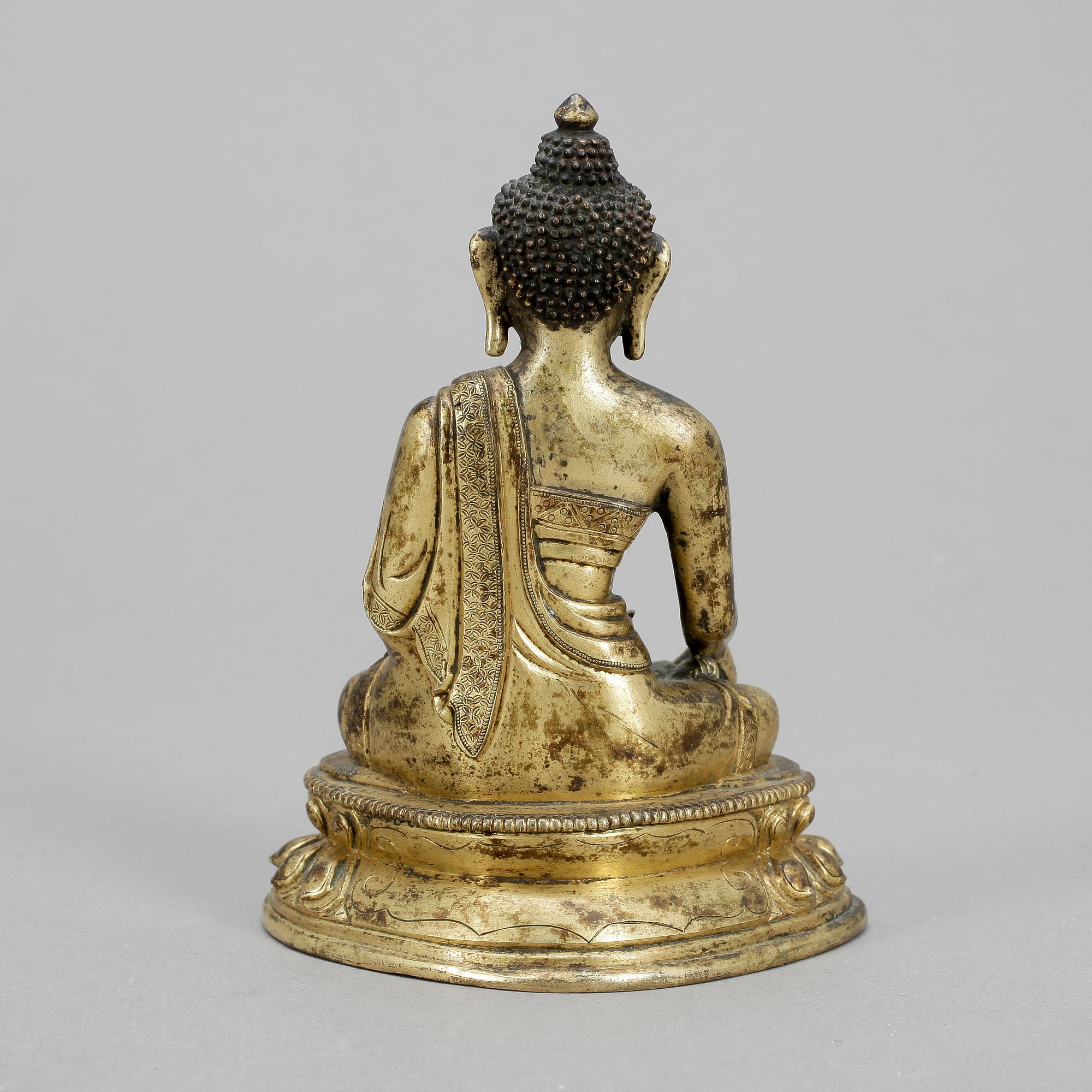 BUDDHA, förgylld brons, troligen Nepal, 1900-tal.