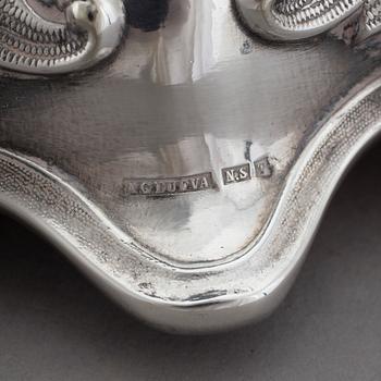 BORDSUPPSATS/VAS, Axel Gabriel Dufva, nysilver, omkring år 1900.