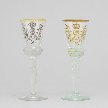 Twelve schnaps glasses, presumably from Reijmyre, 20th century.