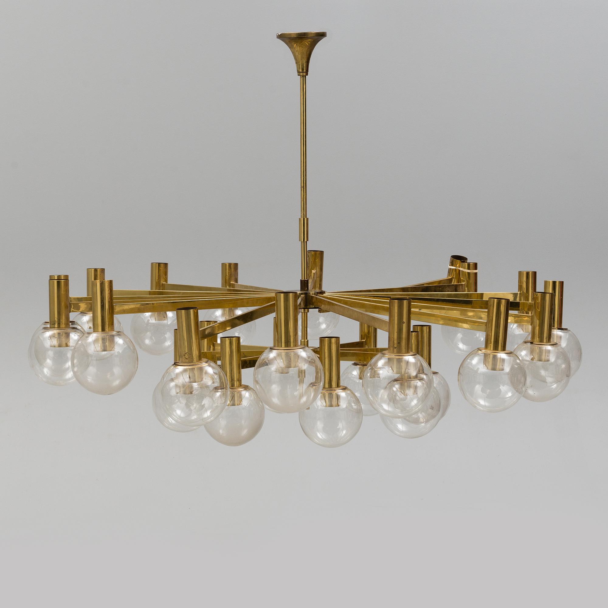 A brass ceiling light, Ott international, Germany, second half of the 20th century.