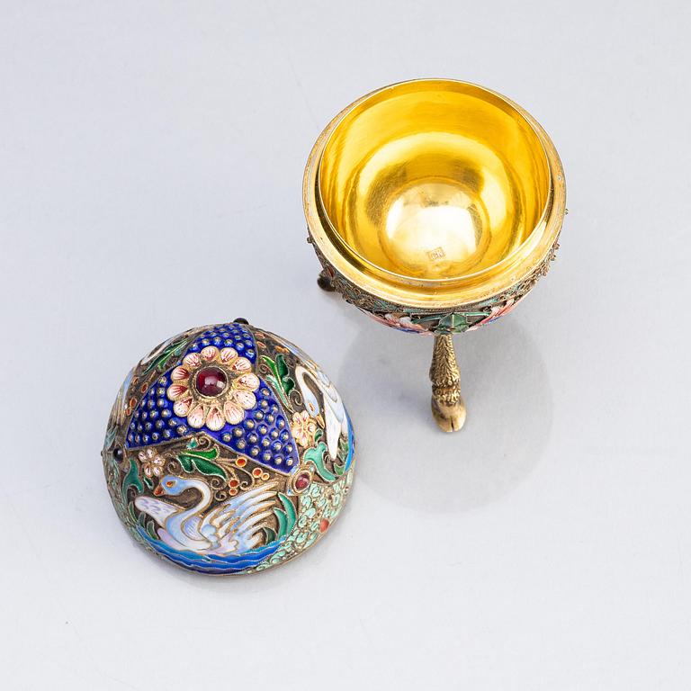 A Gilt-Silver and Enameled Champlevé Egg, mark of Gustav Klingert, Moscow 1908-1917.