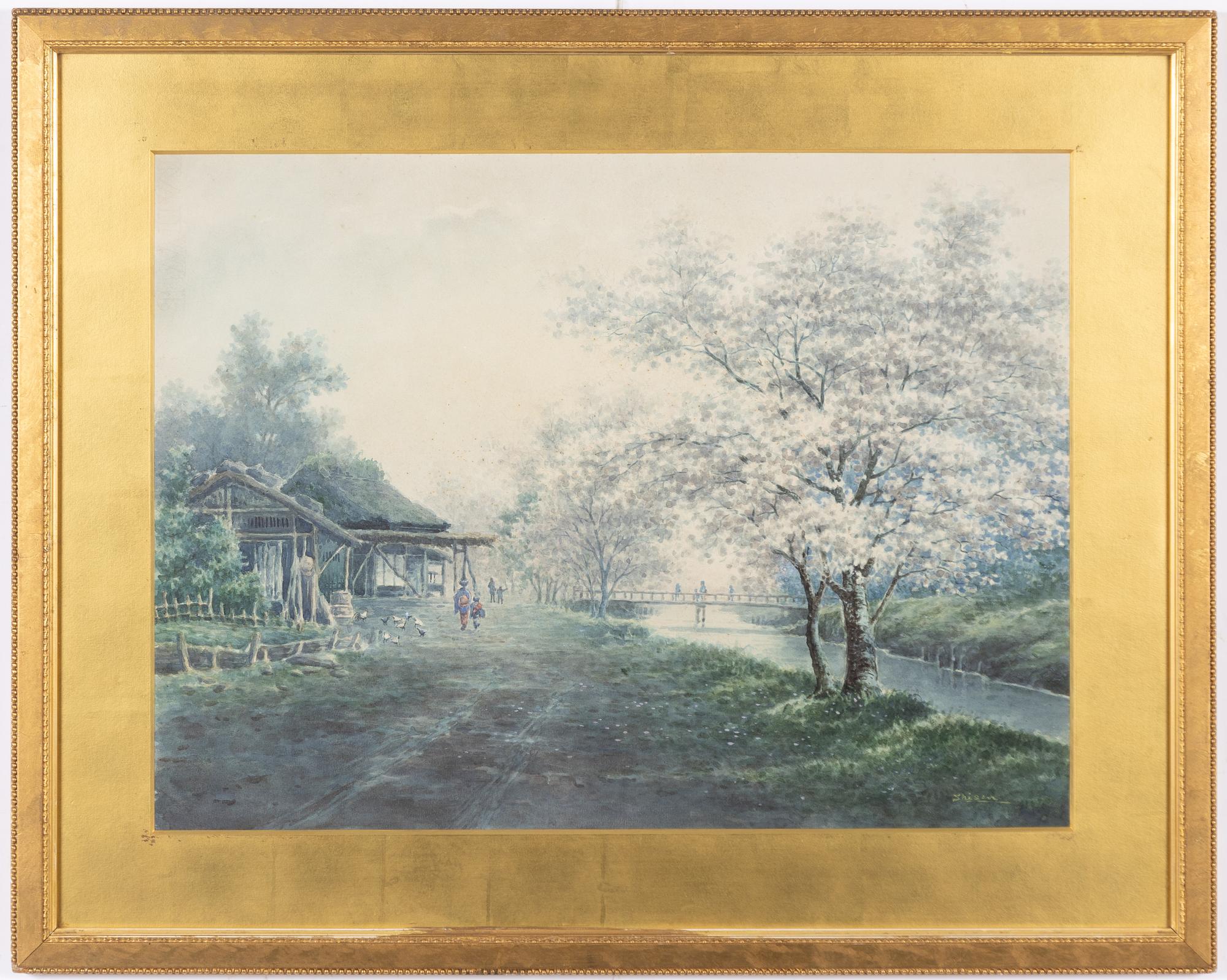 Watercolour, signed Shisen, 20th century.