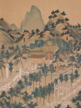 A long scroll painting by unknown Chinese artist, Qing dynasty/early 20th Century.