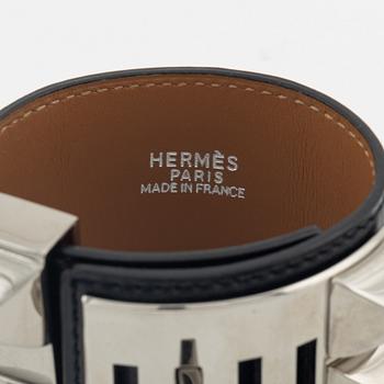 Hermès, a black Box calf skin 'Collier de Chien' bracelet, 1997.