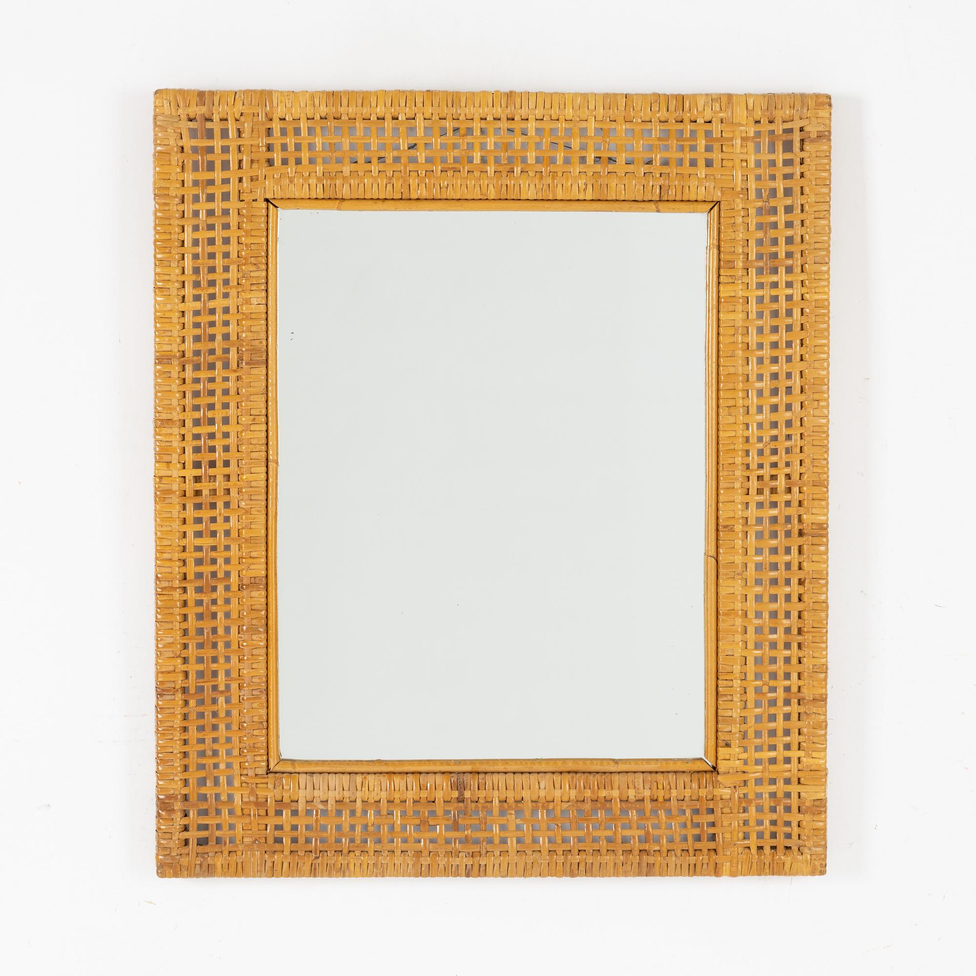 Rattan-covered frame.