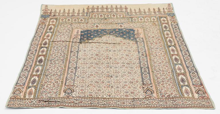 A prayer rug, antique Kalamkari, Isfahan Qajar dynasty, c. 128 x 90 cm.