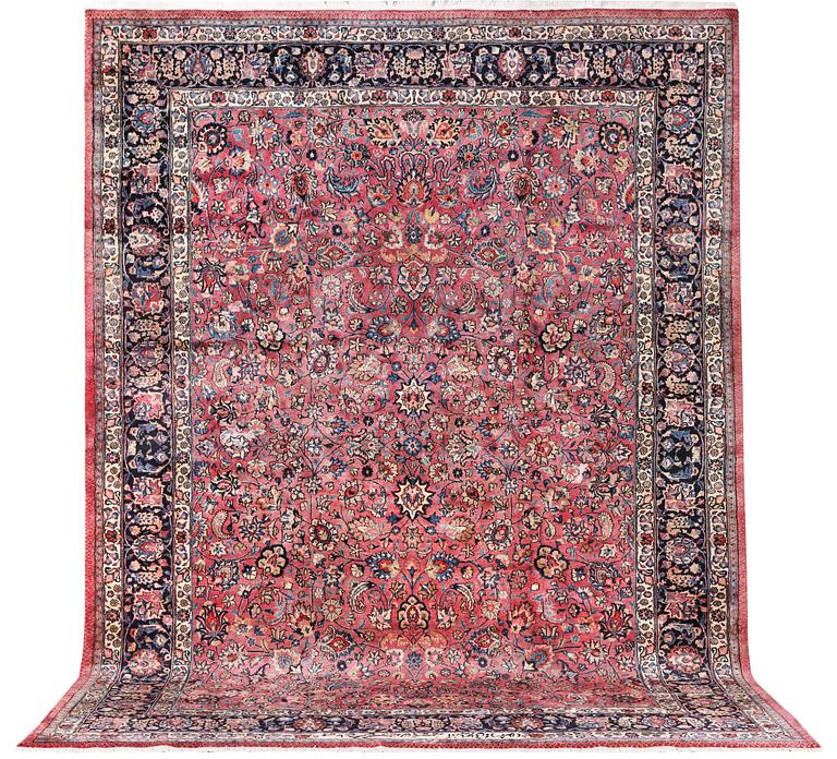 Matta, antik Meshed, signerad Saber, ca 405 x 295 cm.