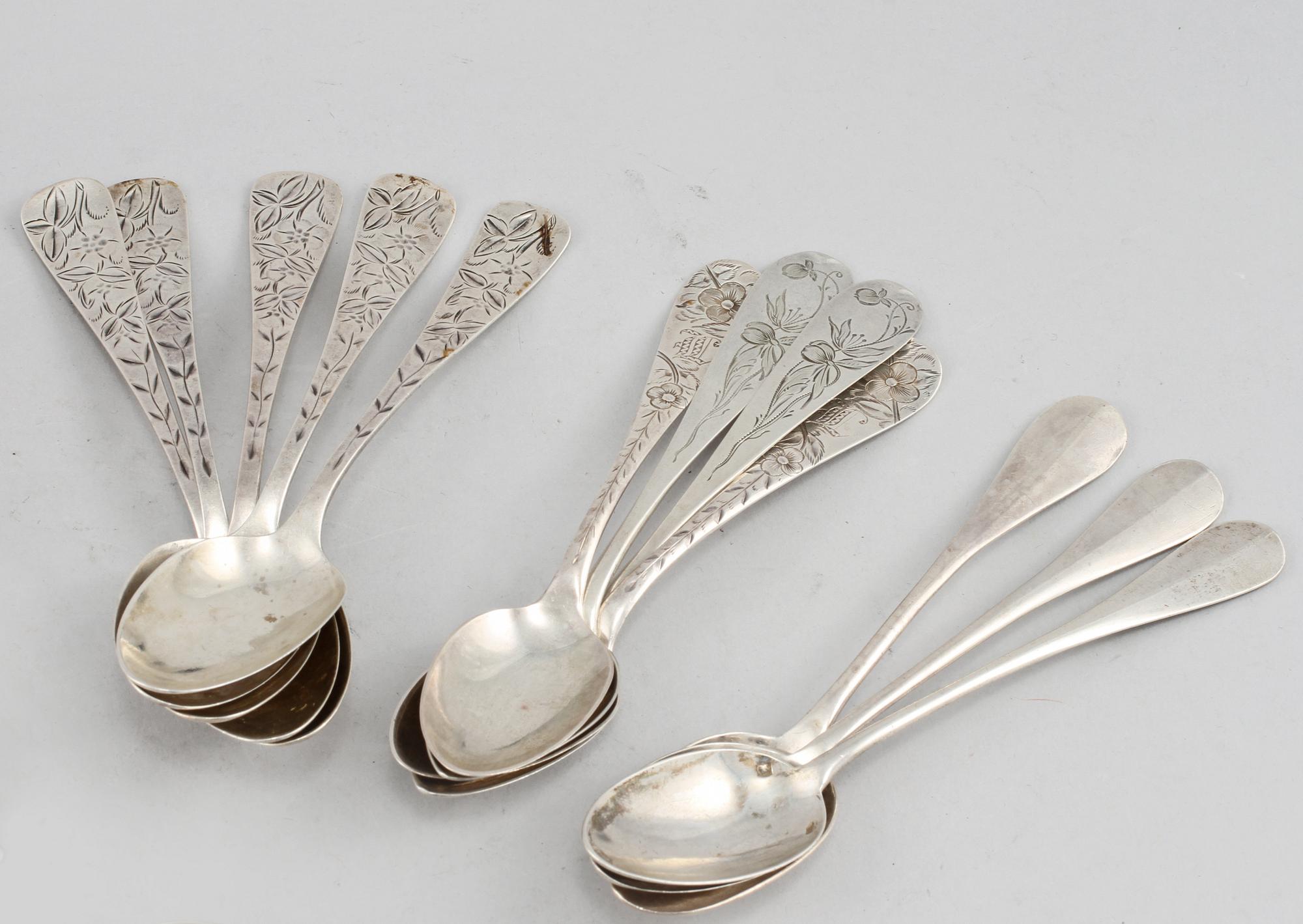 PARTI SILVER, 21 delar, mestadels utländska stämplar, 1900-tal, total vikt ca 500 g.