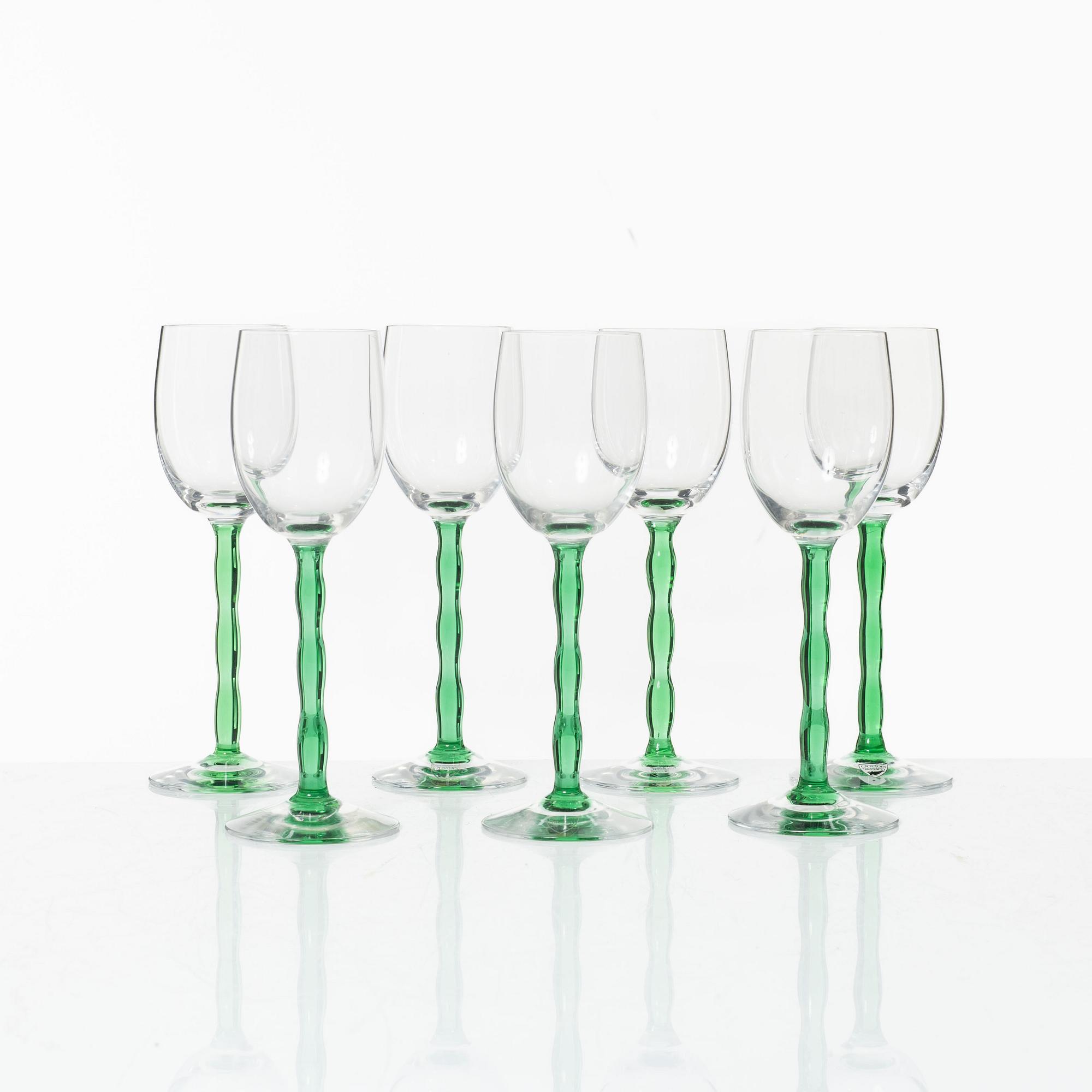 Gunnar Cyrén, a set of seven 'Nobel' wine glasses, Orrefors.