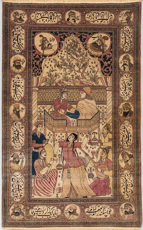 An antique Kerman laver/Esfahan, 214 x 133 cm.